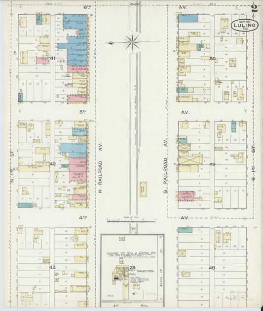 Sanborn Fire Insurance Map from Luling, Caldwell County, Texas (1891), Sheet #0002 - Historic Sanborn Fire Insurance Map Print, vintage old map wall art, antique decor, genealogy gift, Texas Texas map