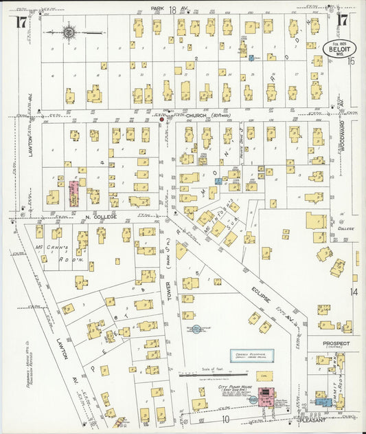 Sanborn Fire Insurance Map from Beloit, Rock County, Wisconsin (1926), Sheet #0017 - Historic Sanborn Fire Insurance Map Print, vintage old map wall art, antique decor, genealogy gift, Wisconsin Wisconsin map