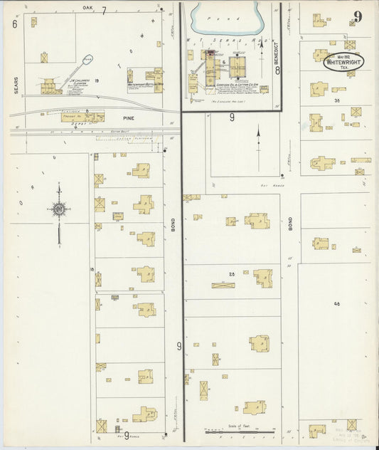 Sanborn Fire Insurance Map from Whitewright, Grayson County, Texas (1912), Sheet #0009 - Historic Sanborn Fire Insurance Map Print, vintage old map wall art, antique decor, genealogy gift, Texas Texas map