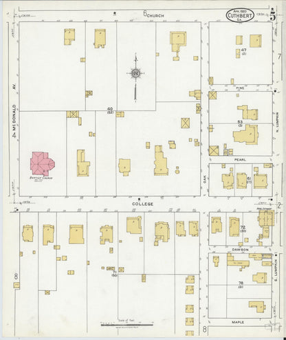 Sanborn Fire Insurance Map from Cuthbert, Randolph County, Georgia (1920), Sheet #0005 - Complete Map Set gallery image, historic Sanborn map, vintage wall art, Georgia Georgia