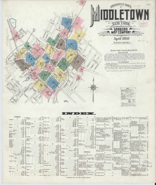 Sanborn Fire Insurance Map from Middletown, Orange County, New York. (1910) – Historic Sanborn Fire Insurance Map Print