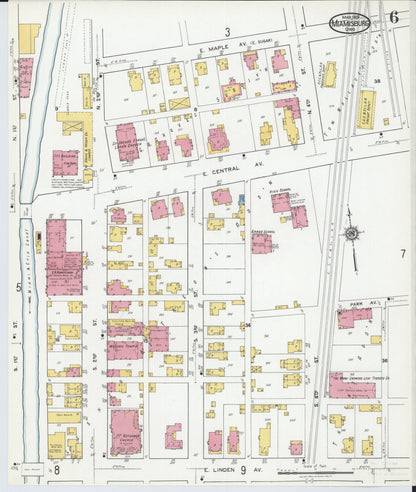 Sanborn Fire Insurance Map from Miamisburg, Montgomery County, Ohio (1919), Sheet #0006 - Historic Sanborn Fire Insurance Map Print, vintage old map wall art, antique decor, genealogy gift, Ohio Ohio map