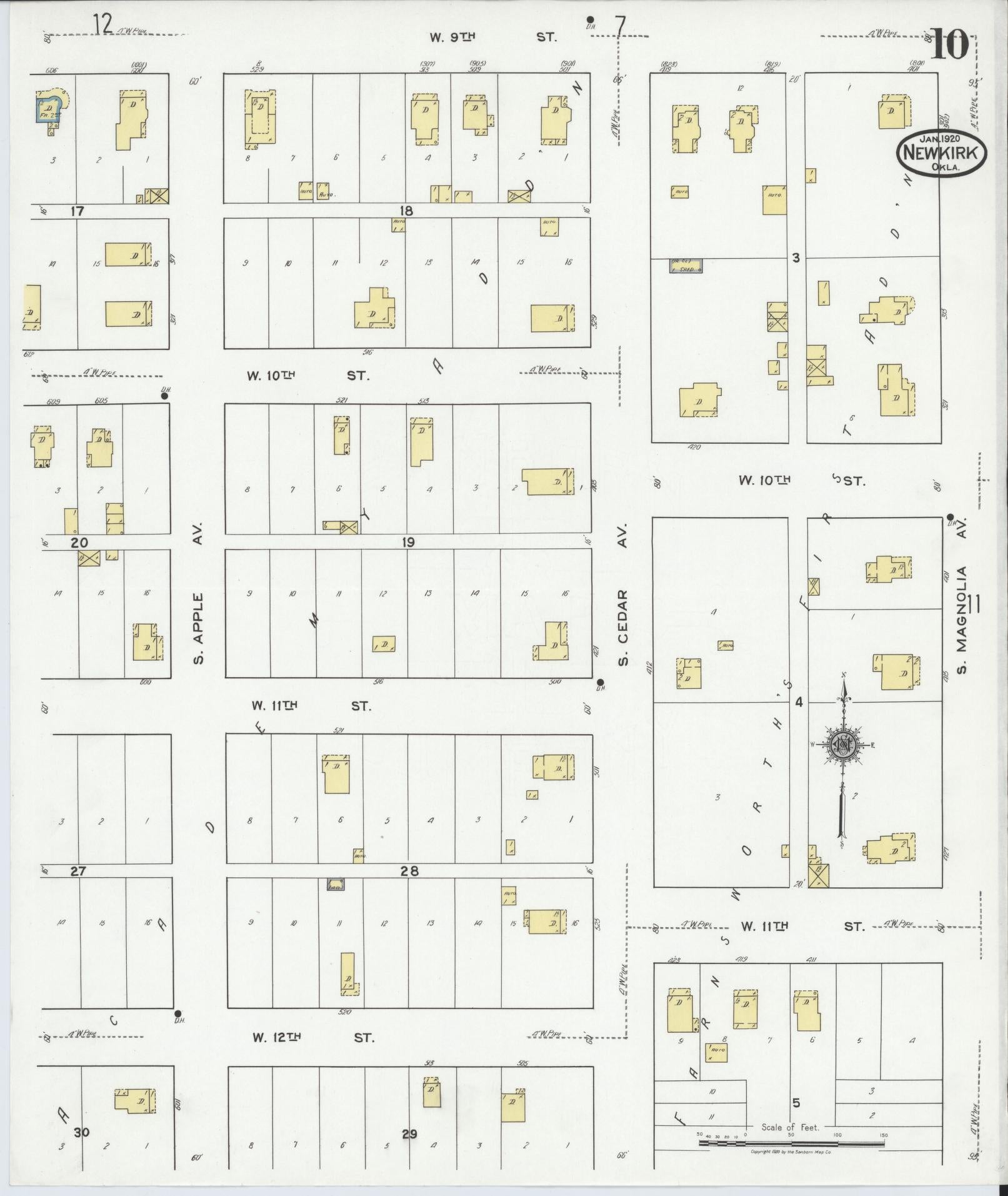 Sanborn Fire Insurance Map from Newkirk, Kay County, Oklahoma (1920), Sheet #0010 - Complete Map Set gallery image, historic Sanborn map, vintage wall art, Oklahoma Oklahoma