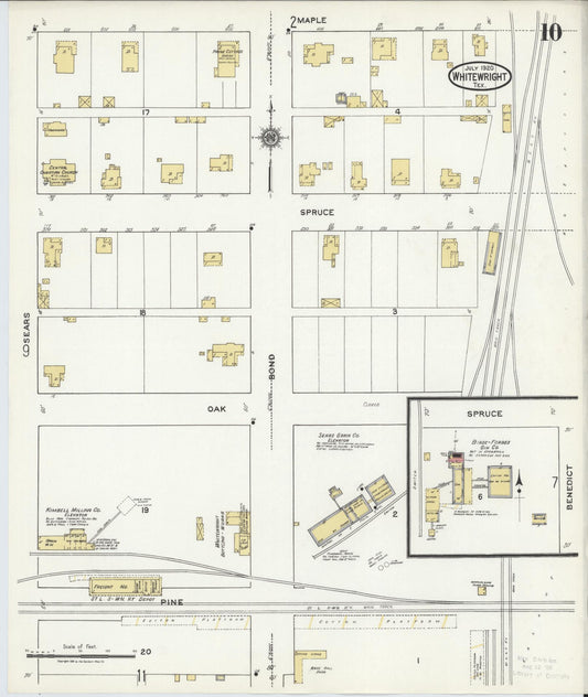 Sanborn Fire Insurance Map from Whitewright, Grayson County, Texas (1920), Sheet #0010 - Historic Sanborn Fire Insurance Map Print, vintage old map wall art, antique decor, genealogy gift, Texas Texas map