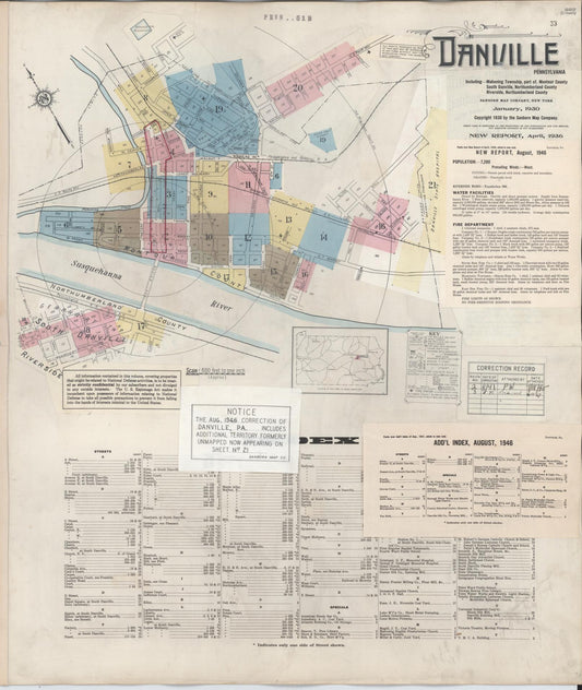 Sanborn Fire Insurance Map from Danville, Montour County, Pennsylvania. (1946) – Historic Sanborn Fire Insurance Map Print