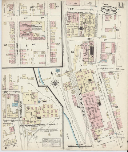 Sanborn Fire Insurance Map from Wheeling, Ohio County, West Virginia (1884), Sheet #0011 - Complete Map Set gallery image, historic Sanborn map, vintage wall art, West Virginia West Virginia