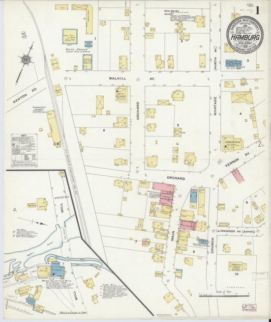 Sanborn Fire Insurance Map from Hamburg, Sussex County, New Jersey. (1910) – Historic Sanborn Fire Insurance Map Print