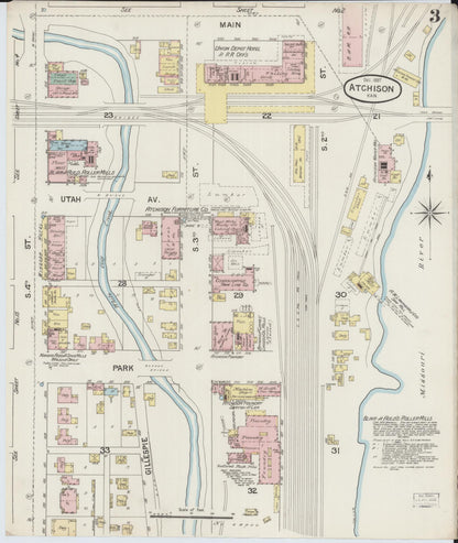Sanborn Fire Insurance Map from Atchison, Atchison County, Kansas (1887), Sheet #0003 - Complete Map Set gallery image, historic Sanborn map, vintage wall art, Kansas Kansas