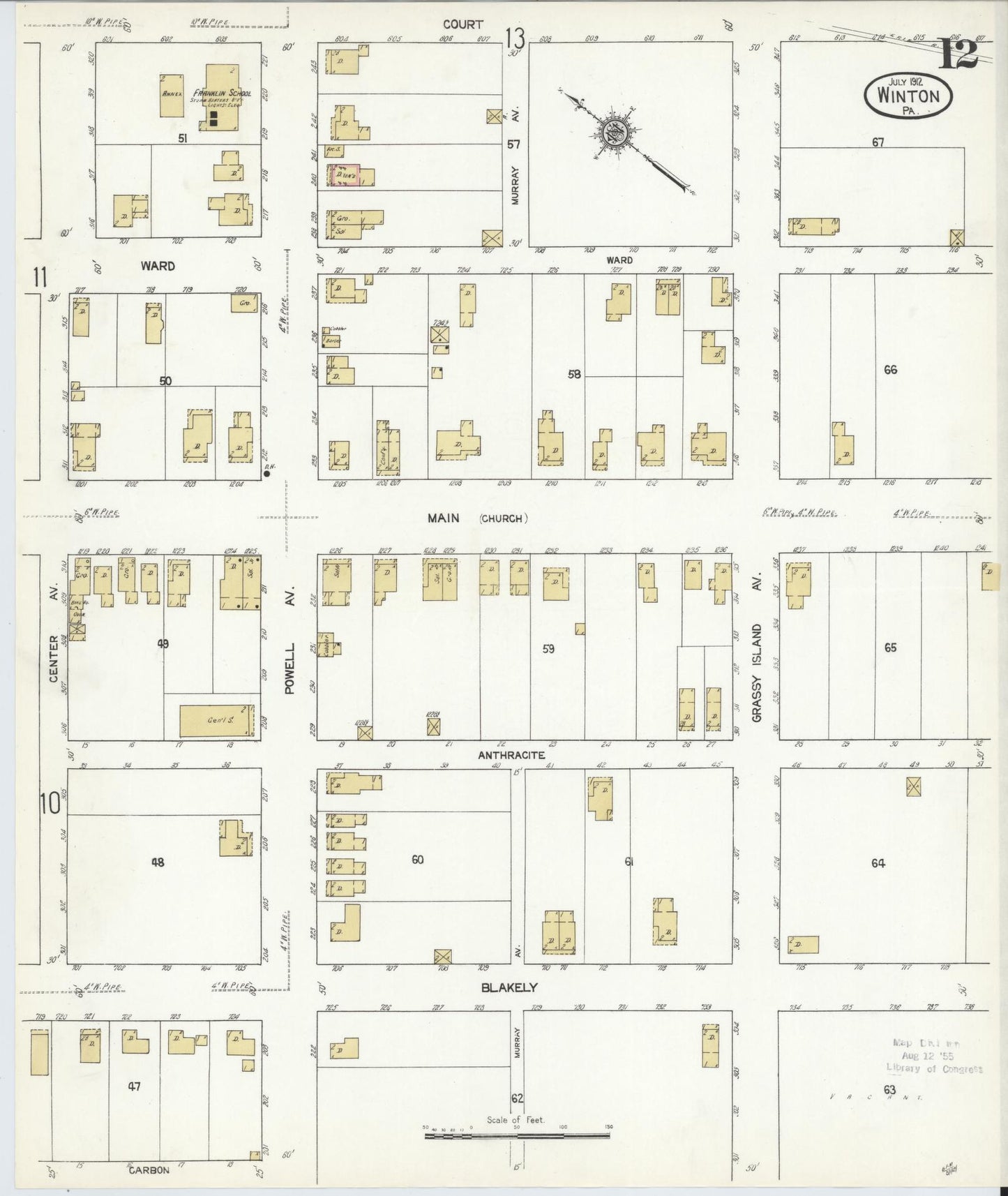 Sanborn Fire Insurance Map from Winton, Lackawanna County, Pennsylvania (1912), Sheet #0012 - Complete Map Set gallery image, historic Sanborn map, vintage wall art, Pennsylvania Pennsylvania