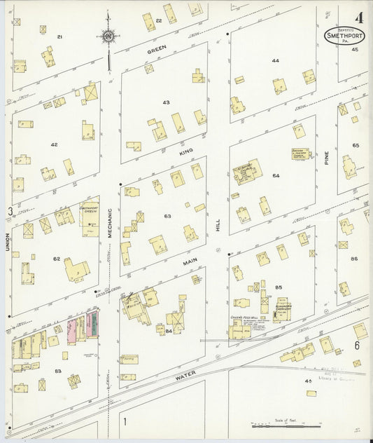 Sanborn Fire Insurance Map from Smethport, McKean County, Pennsylvania (1909), Sheet #0004 - Historic Sanborn Fire Insurance Map Print, vintage old map wall art, antique decor, genealogy gift, Pennsylvania Pennsylvania map