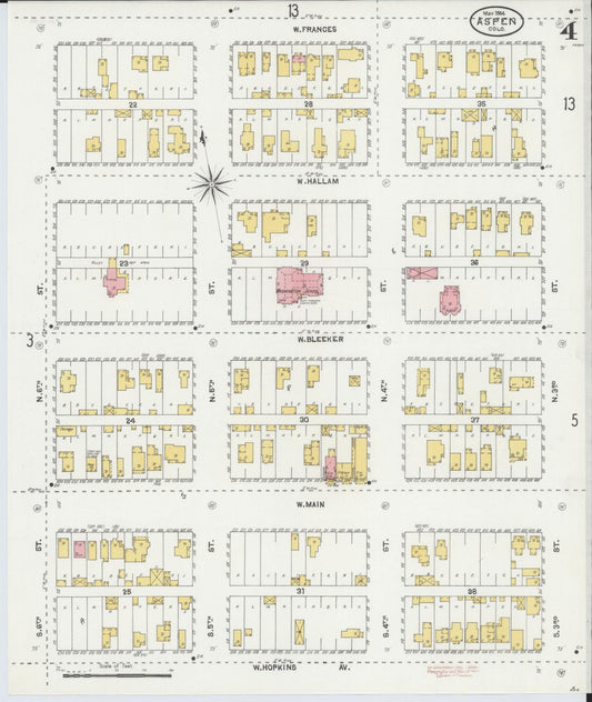 Sanborn Fire Insurance Map from Aspen, Pitkin County, Colorado (1904), Sheet #0004 - Historic Sanborn Fire Insurance Map Print, vintage old map wall art, antique decor, genealogy gift, Colorado Colorado map