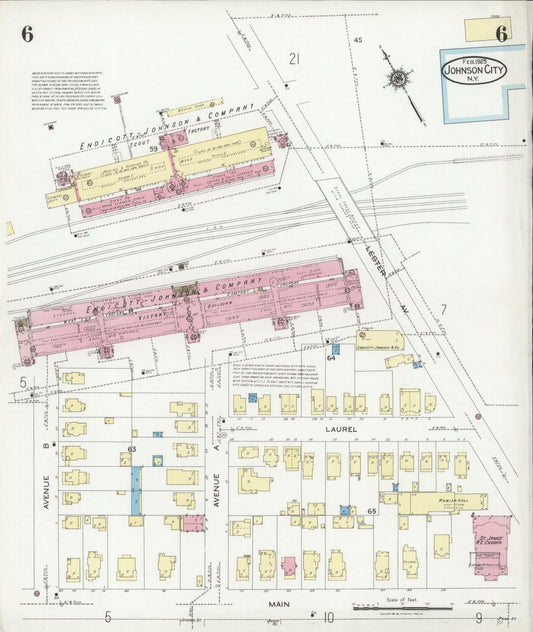 Sanborn Fire Insurance Map from Johnson City, Broome County, New York (1925), Sheet #0006 - Historic Sanborn Fire Insurance Map Print, vintage old map wall art, antique decor, genealogy gift, New York New York map