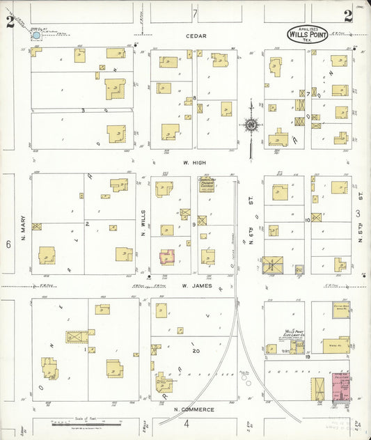 Sanborn Fire Insurance Map from Wills Point, Van Zandt County, Texas (1923), Sheet #0002 - Historic Sanborn Fire Insurance Map Print, vintage old map wall art, antique decor, genealogy gift, Texas Texas map