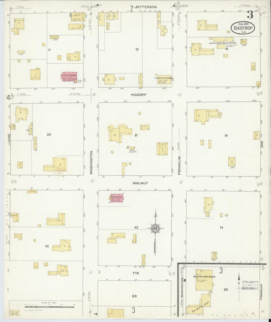 Sanborn Fire Insurance Map from Bastrop, Morehouse Parish, Louisiana (1912), Sheet #0003 - Historic Sanborn Fire Insurance Map Print, vintage old map wall art, antique decor, genealogy gift, Louisiana Louisiana map