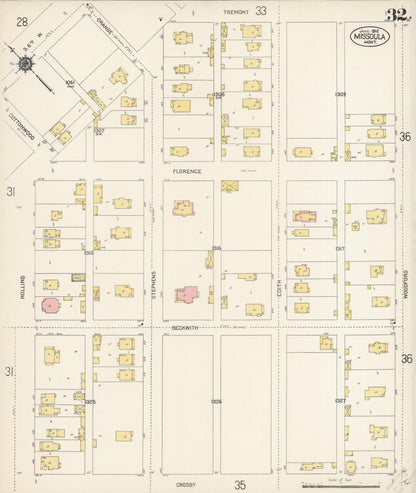 Sanborn Fire Insurance Map from Missoula, Missoula County, Montana (1912), Sheet #0032 - Complete Map Set gallery image, historic Sanborn map, vintage wall art, Montana Montana
