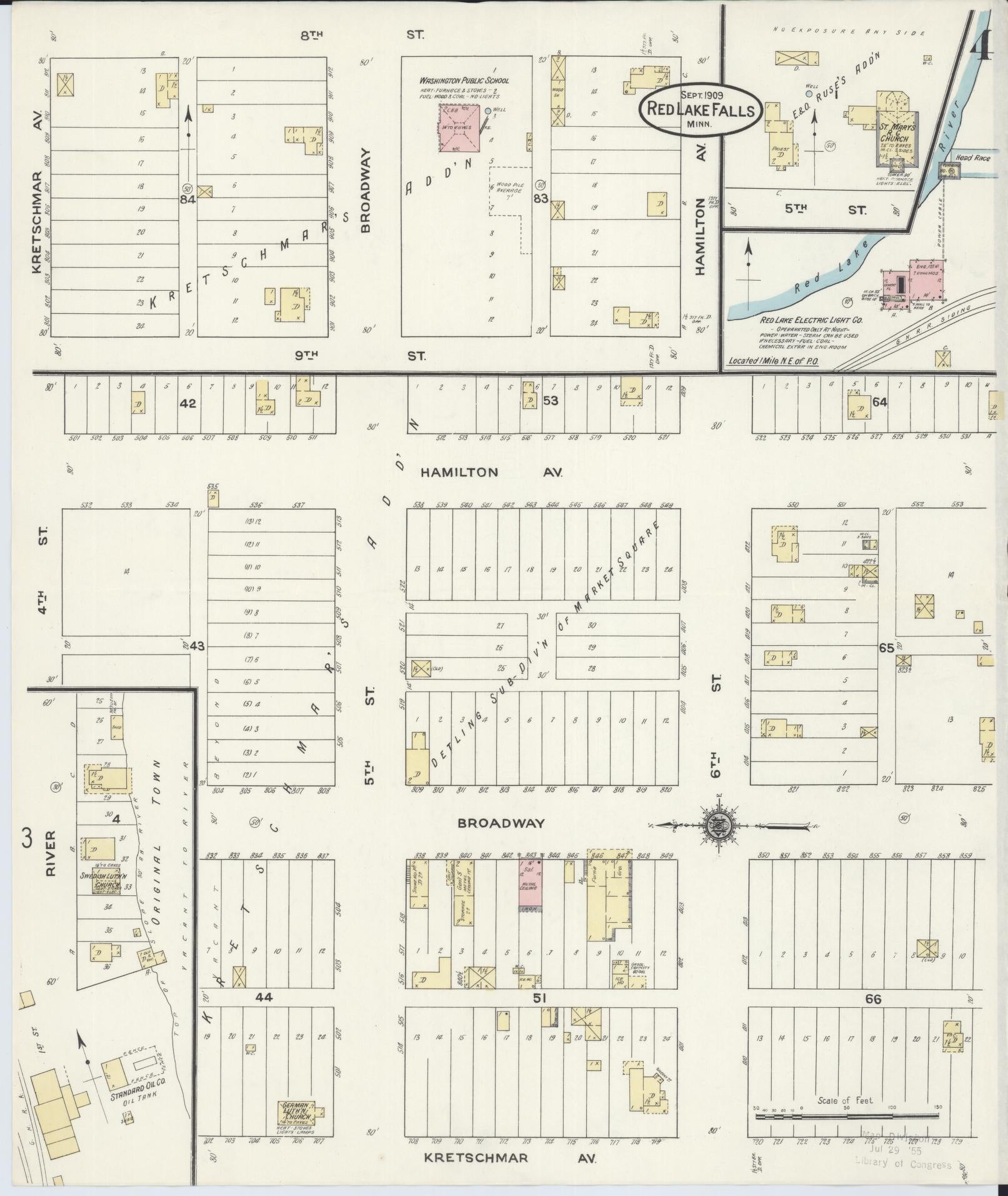 Sanborn Fire Insurance Map from Red Lake Falls, Red Lake County, Minnesota (1909), Sheet #0004 - Complete Map Set gallery image, historic Sanborn map, vintage wall art, Minnesota Minnesota