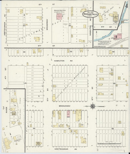 Sanborn Fire Insurance Map from Red Lake Falls, Red Lake County, Minnesota (1909), Sheet #0004 - Complete Map Set gallery image, historic Sanborn map, vintage wall art, Minnesota Minnesota