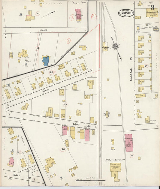 Sanborn Fire Insurance Map from Eastville, Northampton County, Virginia (1921), Sheet #0003 - Historic Sanborn Fire Insurance Map Print, vintage old map wall art, antique decor, genealogy gift, Virginia Virginia map