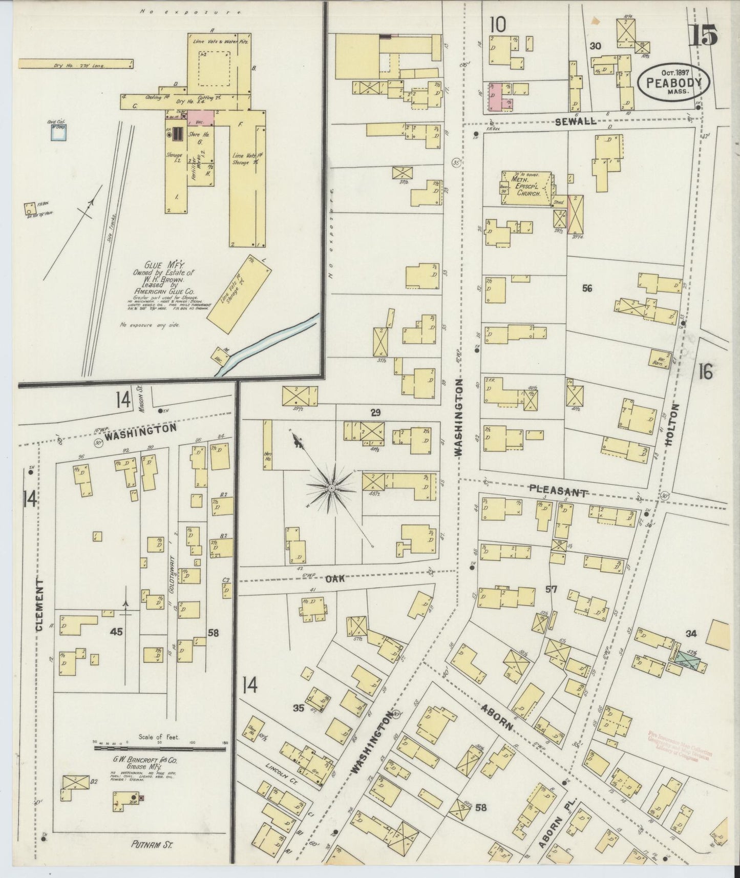 Sanborn Fire Insurance Map from Peabody, Essex County, Massachusetts (1897), Sheet #0015 - Complete Map Set gallery image, historic Sanborn map, vintage wall art, Massachusetts Massachusetts