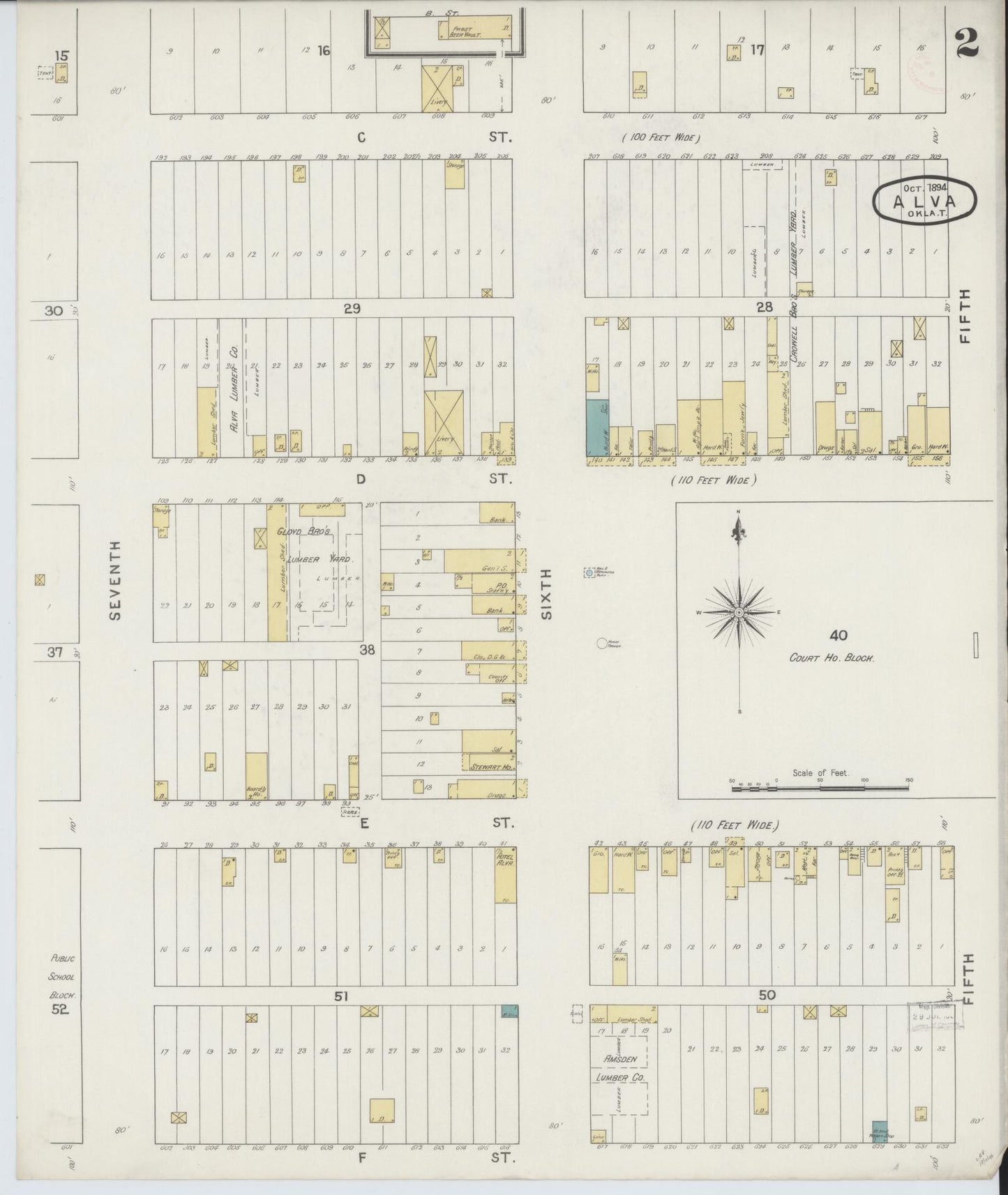 Sanborn Fire Insurance Map from Alva, Woods County, Oklahoma (1894), Sheet #0002 - Historic Sanborn Fire Insurance Map Print, vintage old map wall art, antique decor, genealogy gift, Oklahoma Oklahoma map
