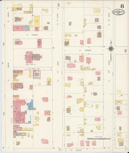 Sanborn Fire Insurance Map from Brigham City, Box Elder County, Utah (1917), Sheet #0008 - Complete Map Set gallery image, historic Sanborn map, vintage wall art, Utah Utah