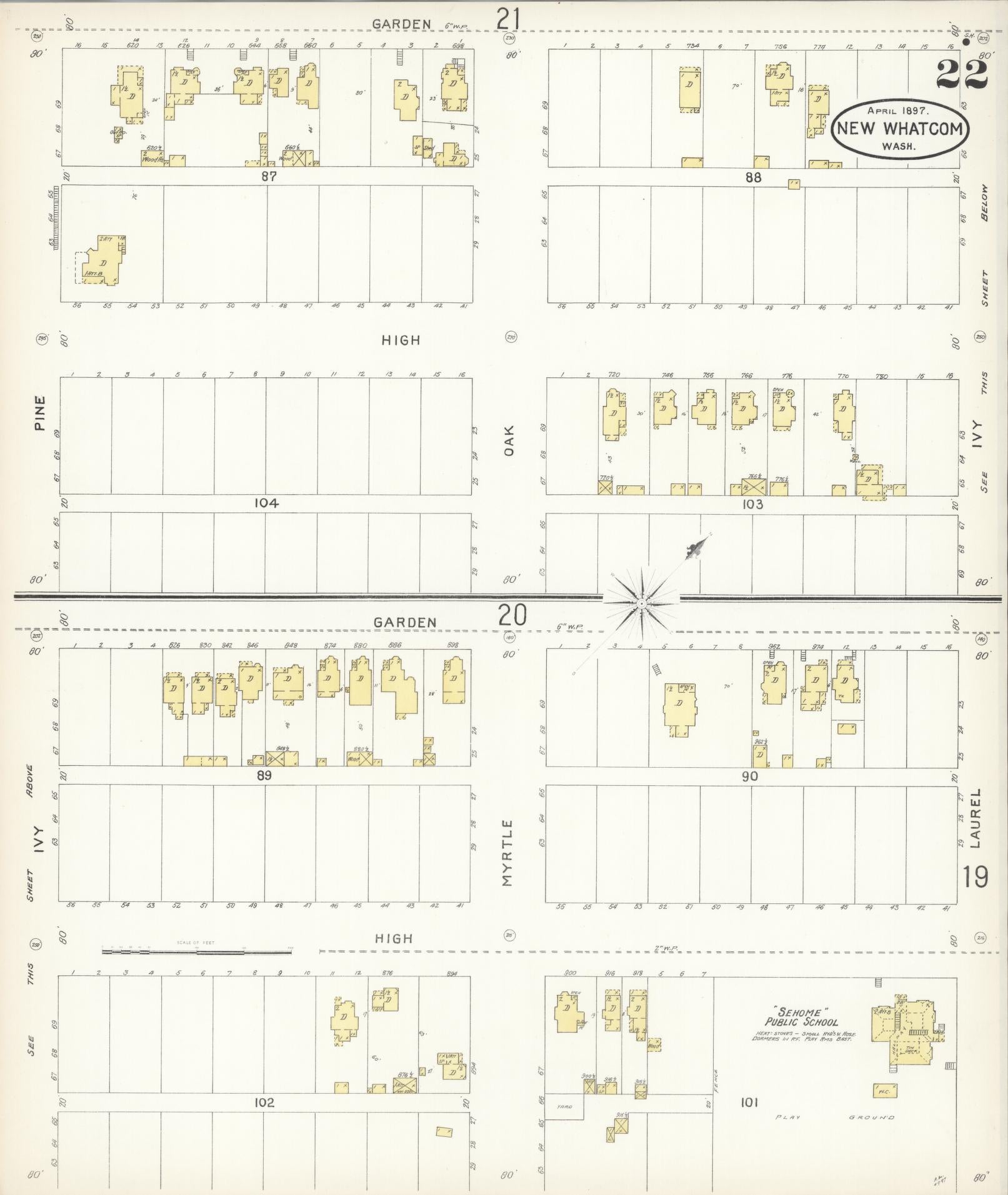 Sanborn Fire Insurance Map from New Whatcom, Whatcom County, Washington (1897), Sheet #0022 - Complete Map Set gallery image, historic Sanborn map, vintage wall art, Washington Washington
