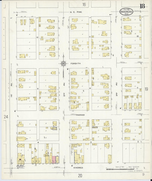 Sanborn Fire Insurance Map from Brainerd, Crow Wing County, Minnesota (1913), Sheet #0018 - Historic Sanborn Fire Insurance Map Print, vintage old map wall art, antique decor, genealogy gift, Minnesota Minnesota map