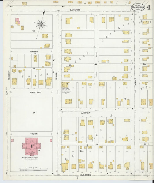 Sanborn Fire Insurance Map from Massillon, Stark County, Ohio (1901), Sheet #0004 - Historic Sanborn Fire Insurance Map Print, vintage old map wall art, antique decor, genealogy gift, Ohio Ohio map