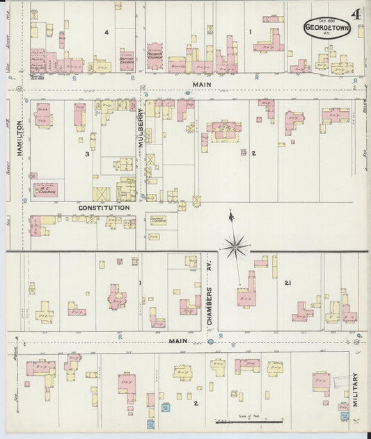 Sanborn Fire Insurance Map from Georgetown, Scott County, Kentucky (1890), Sheet #0004 - Historic Sanborn Fire Insurance Map Print, vintage old map wall art, antique decor, genealogy gift, Kentucky Kentucky map