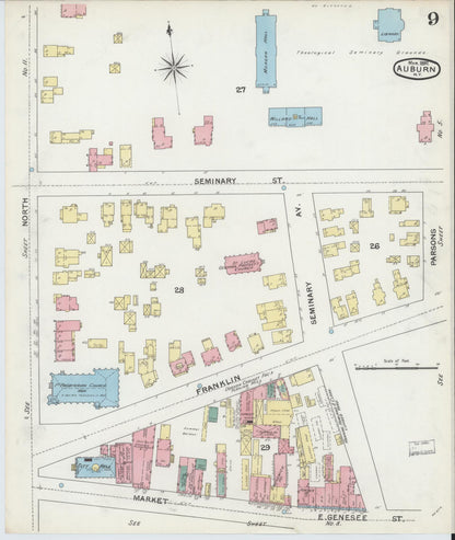 Sanborn Fire Insurance Map from Auburn, Cayuga County, New York (1892), Sheet #0009 - Complete Map Set gallery image, historic Sanborn map, vintage wall art, New York New York