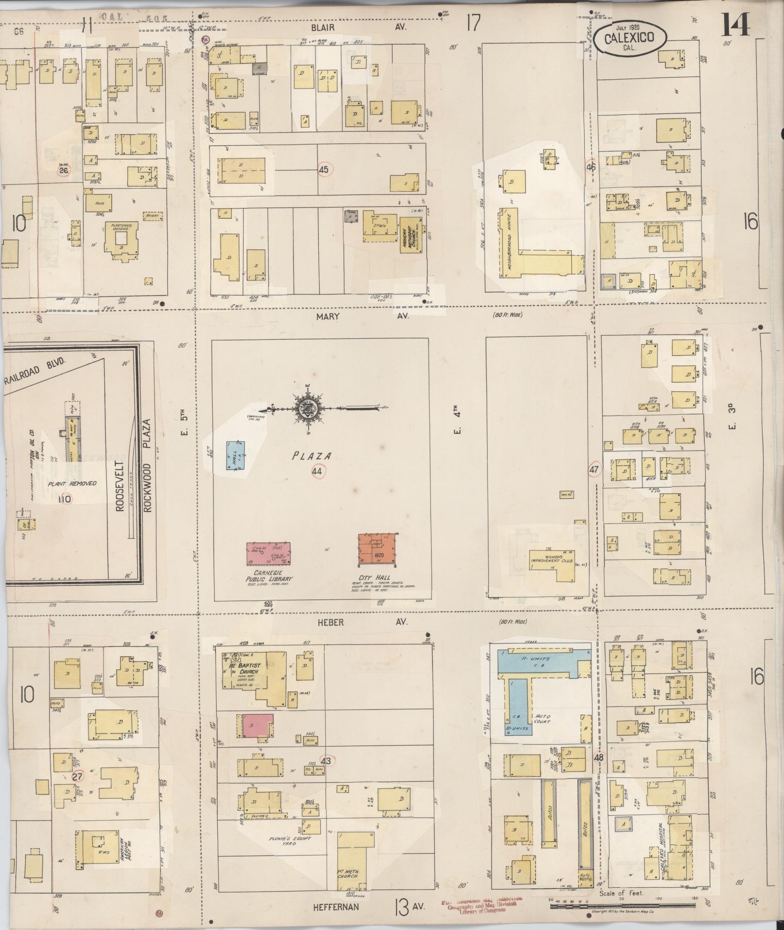 Sanborn Fire Insurance Map from Calexico, Imperial County, California (1949), Sheet #0014 - Complete Map Set gallery image, historic Sanborn map, vintage wall art, California California