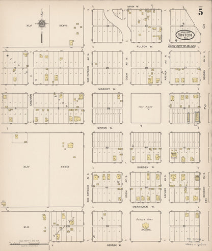 Sanborn Fire Insurance Map from Sinton, San Patricio County, Texas (1922), Sheet #0005 - Complete Map Set gallery image, historic Sanborn map, vintage wall art, Texas Texas