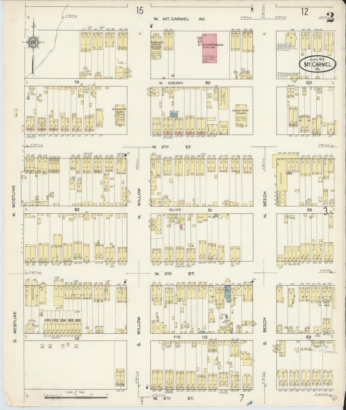 Sanborn Fire Insurance Map from Mount Carmel, Northumberland County, Pennsylvania (1913), Sheet #0002 - Complete Map Set gallery image, historic Sanborn map, vintage wall art, Pennsylvania Pennsylvania
