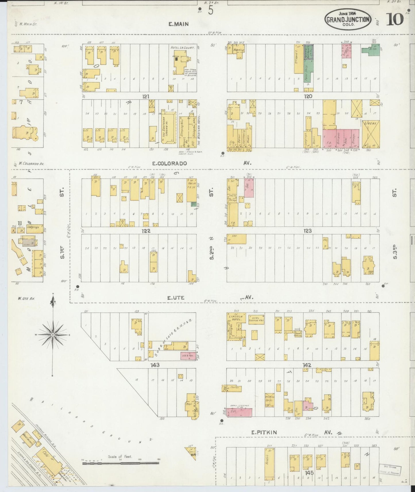 Sanborn Fire Insurance Map from Grand Junction, Mesa County, Colorado (1904), Sheet #0010 - Complete Map Set gallery image, historic Sanborn map, vintage wall art, Colorado Colorado