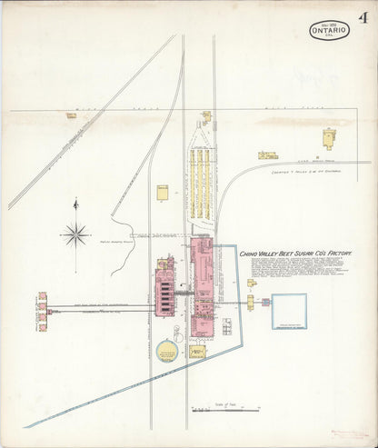 Sanborn Fire Insurance Map from Ontario, San Bernardino County, California (1893), Sheet #0004 - Historic Sanborn Fire Insurance Map Print, vintage old map wall art, antique decor, genealogy gift, California California map