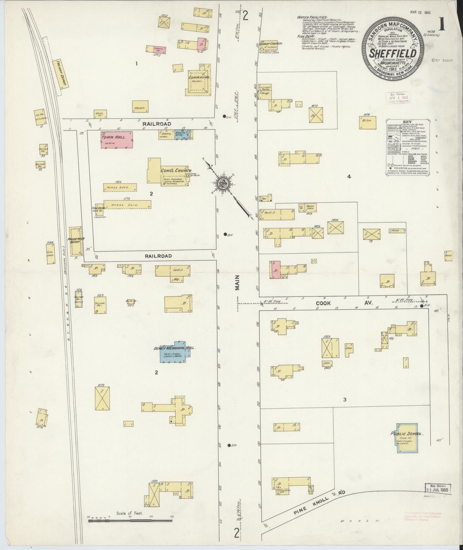 Sanborn Fire Insurance Map from Sheffield, Berkshire County, Massachusetts (1912), Sheet #0001 - Complete Map Set gallery image, historic Sanborn map, vintage wall art, Massachusetts Massachusetts