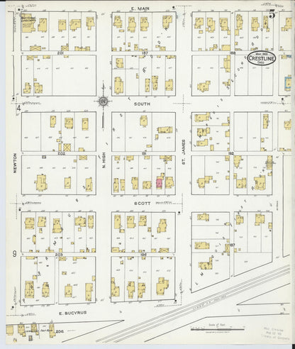 Sanborn Fire Insurance Map from Crestline, Crawford County, Ohio (1921), Sheet #0005 - Complete Map Set gallery image, historic Sanborn map, vintage wall art, Ohio Ohio