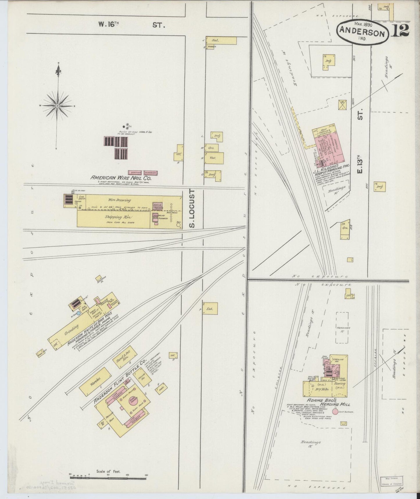Sanborn Fire Insurance Map from Anderson, Madison County, Indiana (1890), Sheet #0012 - Complete Map Set gallery image, historic Sanborn map, vintage wall art, Indiana Indiana