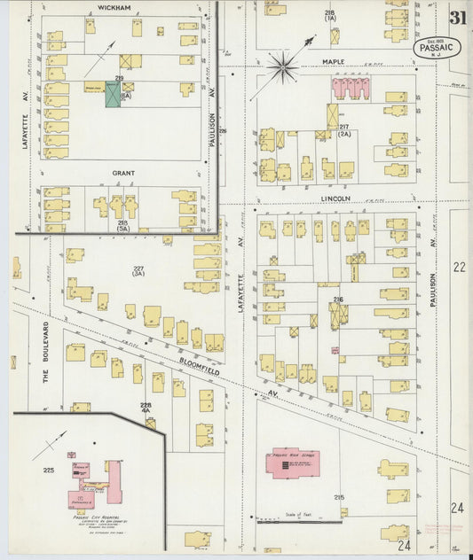 Sanborn Fire Insurance Map from Passaic, Passaic County, New Jersey (1903), Sheet #0031 - Historic Sanborn Fire Insurance Map Print, vintage old map wall art, antique decor, genealogy gift, New Jersey New Jersey map