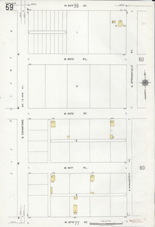 Sanborn Fire Insurance Map from Chicago, Cook County, Illinois (1920), Sheet #0059 - Historic Sanborn Fire Insurance Map Print, vintage old map wall art, antique decor, genealogy gift, Illinois Illinois map