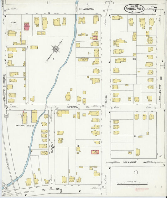 Sanborn Fire Insurance Map from Painted Post, Steuben County, New York (1921), Sheet #0007 - Historic Sanborn Fire Insurance Map Print, vintage old map wall art, antique decor, genealogy gift, New York New York map