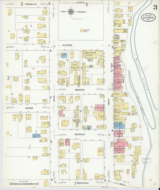 Sanborn Fire Insurance Map from Akron, Erie County, New York (1910), Sheet #0003 - Historic Sanborn Fire Insurance Map Print, vintage old map wall art, antique decor, genealogy gift, New York New York map