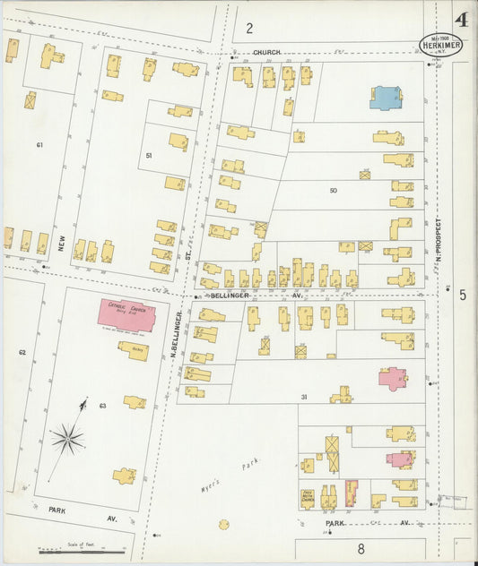Sanborn Fire Insurance Map from Herkimer, Herkimer County, New York (1900), Sheet #0004 - Historic Sanborn Fire Insurance Map Print, vintage old map wall art, antique decor, genealogy gift, New York New York map