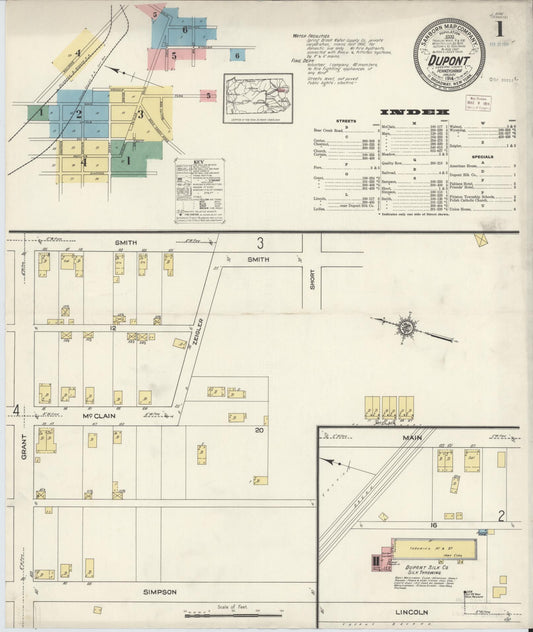 Sanborn Fire Insurance Map from Dupont, Luzerne County, Pennsylvania (1914), Sheet #0001 - Historic Sanborn Fire Insurance Map Print, vintage old map wall art, antique decor, genealogy gift, Pennsylvania Pennsylvania map