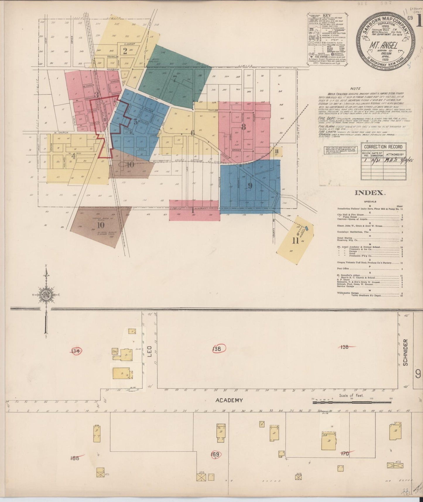 Sanborn Fire Insurance Map from Mount Angel, Marion County, Oregon. (1931) – Historic Sanborn Fire Insurance Map Print
