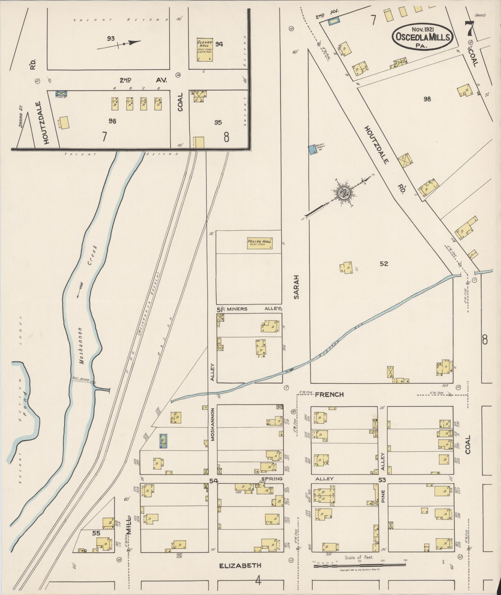 Sanborn Fire Insurance Map from Osceola Mills, Clearfield County, Pennsylvania (1921), Sheet #0007 - Complete Map Set gallery image, historic Sanborn map, vintage wall art, Pennsylvania Pennsylvania