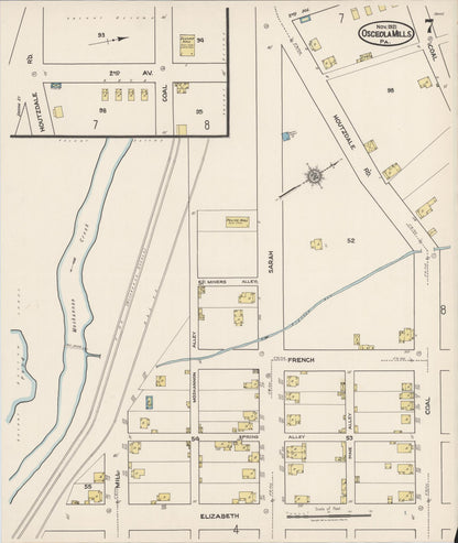 Sanborn Fire Insurance Map from Osceola Mills, Clearfield County, Pennsylvania (1921), Sheet #0007 - Complete Map Set gallery image, historic Sanborn map, vintage wall art, Pennsylvania Pennsylvania