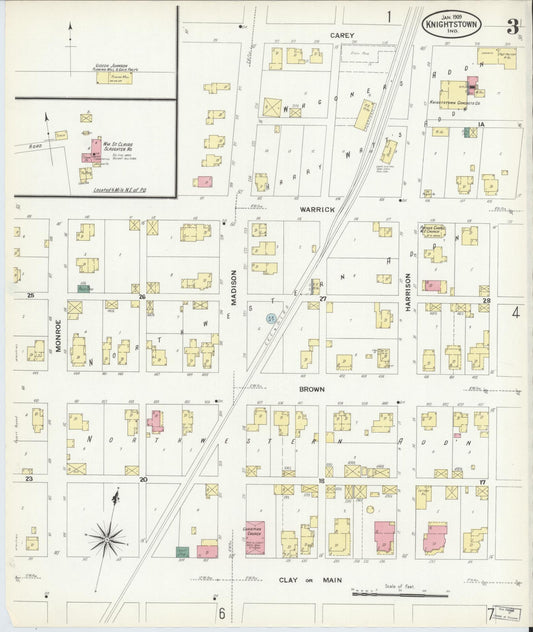 Sanborn Fire Insurance Map from Knightstown, Henry County, Indiana (1909), Sheet #0003 - Historic Sanborn Fire Insurance Map Print, vintage old map wall art, antique decor, genealogy gift, Indiana Indiana map