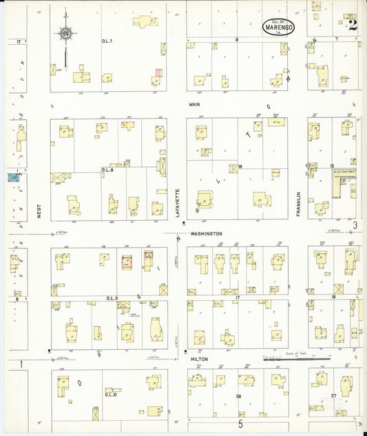 Sanborn Fire Insurance Map from Marengo, Iowa County, Iowa (1911), Sheet #0002 - Historic Sanborn Fire Insurance Map Print, vintage old map wall art