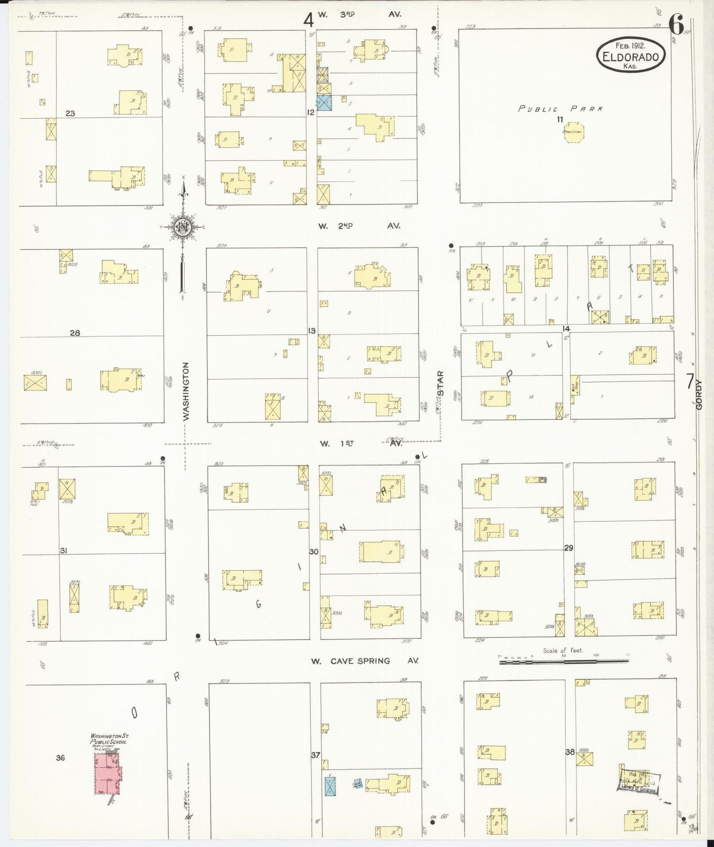 Sanborn Fire Insurance Map from El Dorado, Butler County, Kansas (1912), Sheet #0006 - Complete Map Set gallery image, historic Sanborn map, vintage wall art, Kansas Kansas
